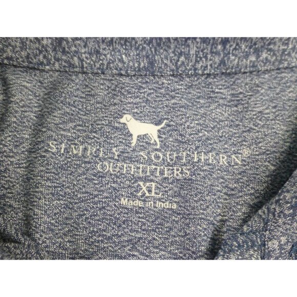 Simply Southern Outfitters XL Mens Heathered Blue Polo Shirt Red Dog Logo - Picture 5 of 12